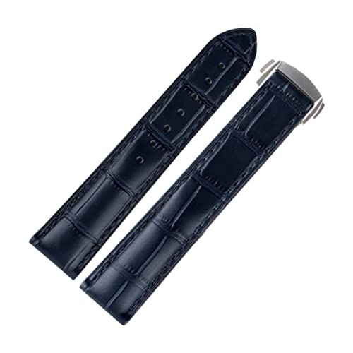 NFRFK Luxus-Uhrenarmband für Omega-Armband Seamaster, echtes Lederarmband, Faltschließe, Werkzeug, Ersatz, Uhrenzubehör, Teile(Blue,21mm) von NFRFK