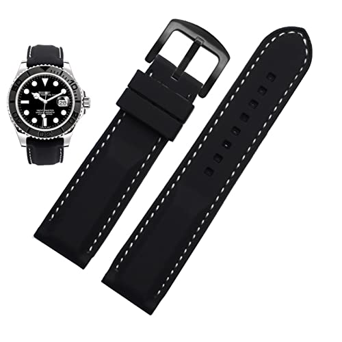 NFRFK Männer silikon Uhrband 20mm 22 mm 24m für Mido Citizen Omega Sport Gummi Ersatzriemen rot blau orange weißes weiches Armband(Black White black,18mm) von NFRFK