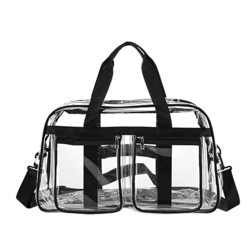 NFRFK PVC-Sporttasche, transparent, wasserdicht, Fitness, Yoga, Handtasche, groß, tragbar, Schultertasche, Umhängetasche, transparent, Schwarz , Einheitsgröße von NFRFK