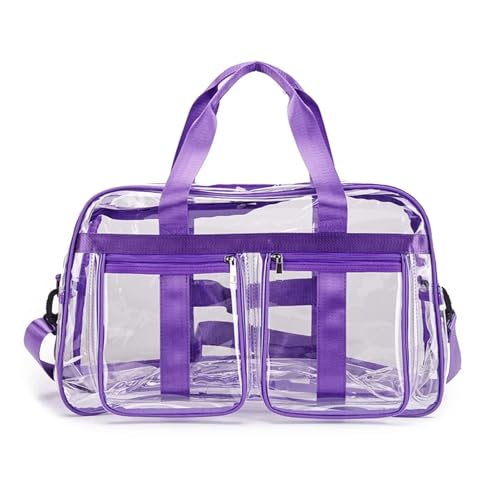 NFRFK PVC-Sporttasche, transparent, wasserdicht, Fitness, Yoga, Handtasche, groß, tragbar, Schultertasche, Umhängetasche, transparent, violett, Einheitsgröße von NFRFK