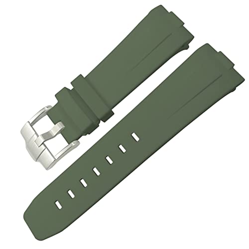 NFRFK Rubber Watchband 23mm 22 mm 24mm Uhrengurt für Tudor Heritage Black Bay Bronze Pelagos Schwarz Rot wasserdichte Sportarmbänder(Green,24mm Golden buckle) von NFRFK