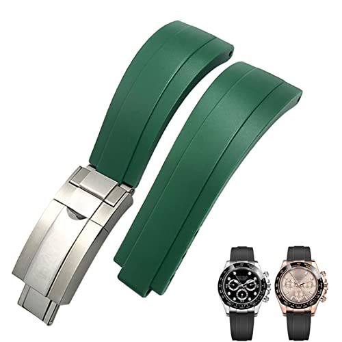 NFRFK Silikon-Armband mit kurzer Schnalle, 20 mm, 21 mm, passend für Rolex Daytona Submariner Role Oysterflex Yacht Master, 20 mm, Achat von NFRFK