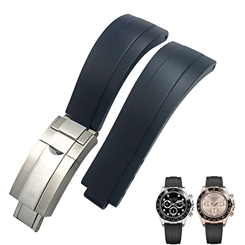 NFRFK Silikon-Armband mit kurzer Schnalle, 20 mm, 21 mm, passend für Rolex Daytona Submariner Role Oysterflex Yacht Master, 20 mm, Achat von NFRFK
