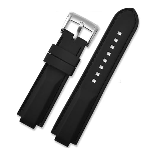 NFRFK Silikonarmband für Tudor PELAGOS Serie 25500TN 25600TN, schwarzer, wasserdichter Gummi, 22 mm, spezieller Bandanstoß(Black black line) von NFRFK