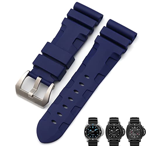 NFRFK Uhrenarmband für Panerai Submersible Luminor PAM Uhrenarmband aus Naturgummi, 24 mm, Schwarz / Blau / Rot / Orange, 24mm Black P von NFRFK