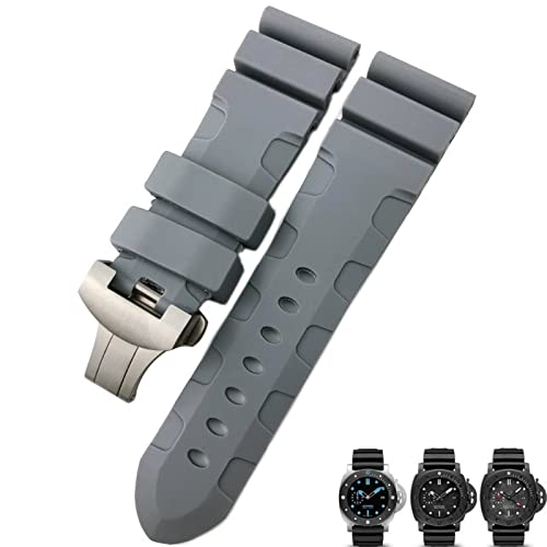 NFRFK Uhrenarmband für Panerai Submersible Luminor PAM Uhrenarmband aus Naturgummi, 24 mm, Schwarz / Blau / Rot / Orange, 24mm Black P von NFRFK