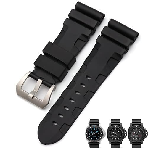 NFRFK Uhrenarmband für Panerai Submersible Luminor PAM Uhrenarmband aus Naturgummi, 24 mm, Schwarz / Blau / Rot / Orange, 24mm Black von NFRFK