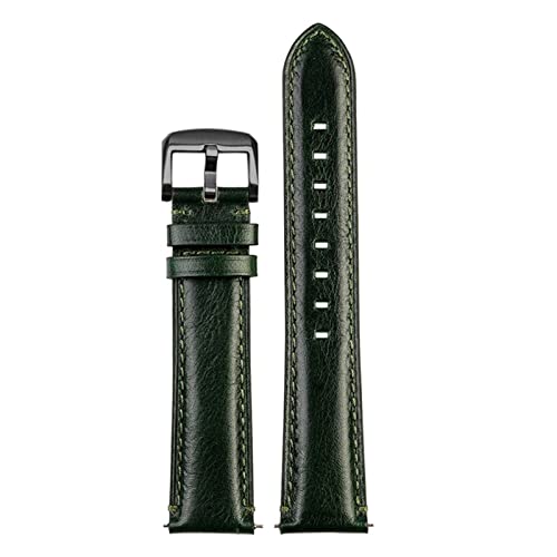 NFRFK Uhrenbandzubehör 20mm 22 mm Leder Uhrengurt für Mann Frau Armband Vintage Uhren Band(Dark green black,20mm) von NFRFK