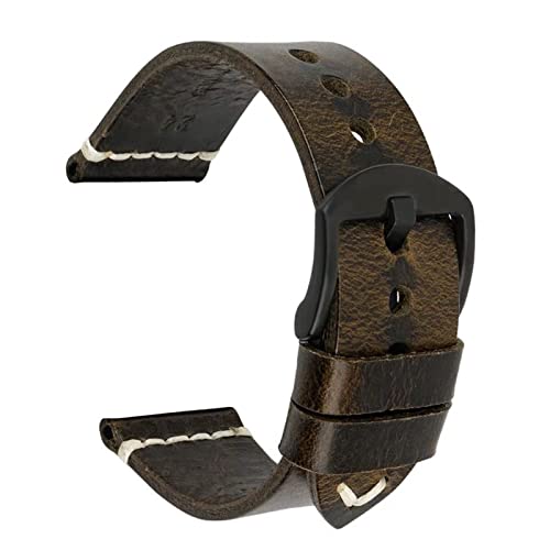 NFRFK Vintage Cowhide Handmade Watch Armband Handgelenksband 20mm 21mm 22mm 23mm 24mm Uhrenband(Green black,20mm) von NFRFK