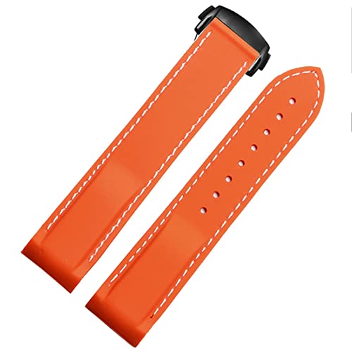 NFRFK Wasserdichtes Silikon-Uhrenarmband für Omega Comas Strap Meidus Ruder Rubber Watch Strap 22mm(Orange white-black,20mm) von NFRFK