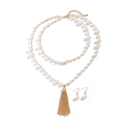 Lange Perlenketten für Damen, Kunstperlen, mehrlagig, mehrfarbig, lange Perlen, gestapelte Quaste, Halskette, Modeschmuck, adjustable, Metall, Kein Edelstein Lange Perlenketten für Damen, Kunstperlen, mehrlagig, mehrfarbig, lange Perlen, gestapelte Quaste, Halskette, Modeschmuck, adjustable, Metall, Kein Edelstein von NFVITLP