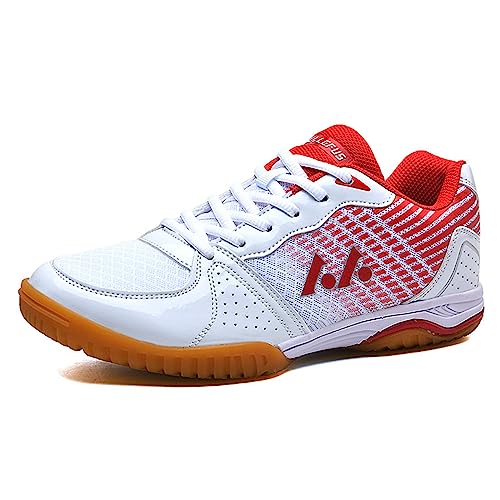 NGARY Badminton Schuhe für Männer Frauen Innengerichtsschuhe Leichtes Schock-Absorption-Anti-Schlupf-Tennis-Sneaker für alle Arten von Sportarten,Rot,40 EU von NGARY