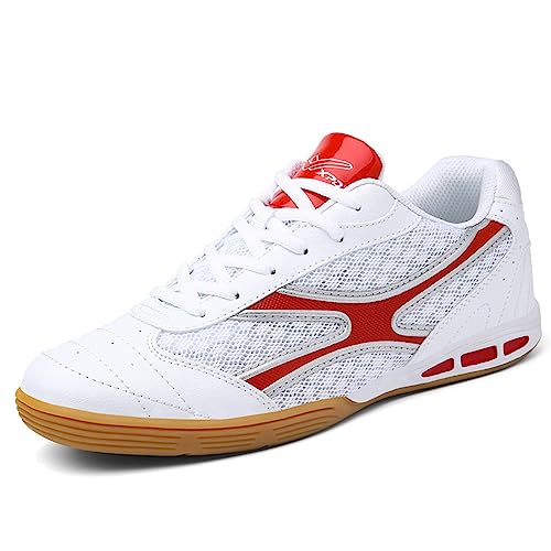 NGARY Badminton-Tischtennisschuhe für Männer Unisex Anti-Rutsch Atmungsaktiv Casual Sportliche Fitness Hallenschuhe Wettkampf Indoor,Rot,42 EU von NGARY