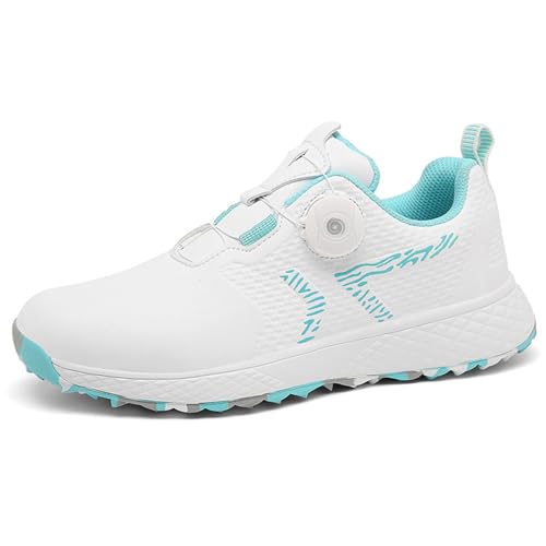 NGARY Damen Golfschuhe Breit Golfschuh Atmungsaktive Leichte Golf Sport Luftgepolsterte Schuhe Outdoor Anti-Skid,White a,40 EU von NGARY
