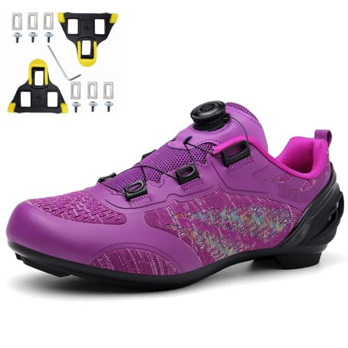 NGARY Fahrradschuhe, Rennradschuhe für Damen Atmungsaktive Radschuhe Kompatibe Peloton Look SPD SPD-SL Delta Lock Pedal Reitschuhe,B,42 EU von NGARY