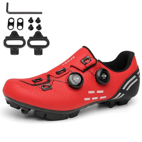 NGARY Fahrradschuhe MTB Damen, Radsportschuhe Atmungsaktive Mountainbike Schuhe kompatibel mit SPD 2 Schrauben mit Cleats Outdoor-Radschuhe,A,41 EU von NGARY
