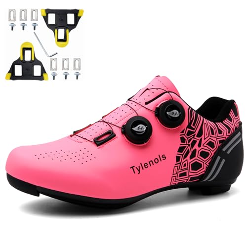 NGARY Fahrradschuhe für Damen, Rennradschuhe Kompatibel mit Peloton Look SPD SPD-SL Delta Lock Pedal Rennrad Schuhe Spinning Entsperren Schuhe,Rosa,40 EU von NGARY