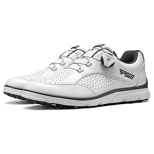 NGARY Herren Golfschuhe extra breite lässige Turnschuhe wasserdichte Leder -Stachel -Trainer für Golftraining großer Größe,A,45 EU von NGARY