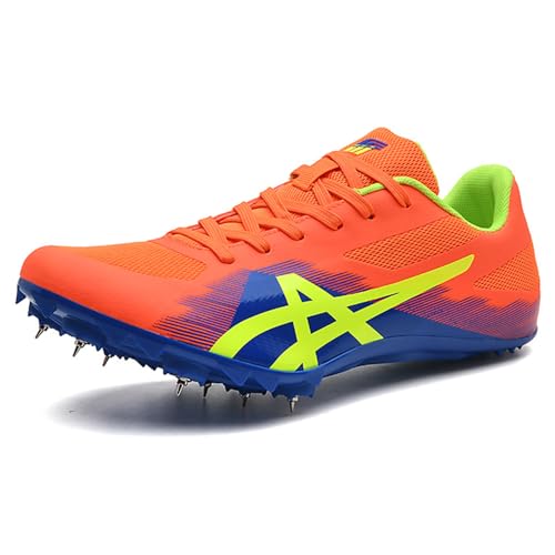 NGARY Herren Leichtathletikschuhe with 8 Spikes Track & Field Schuhe Trainingswettbewerb Weitsprungschuhe Junior Sprint Für Jugendliche, Jungen Und Mädchen,Orange,44 EU von NGARY