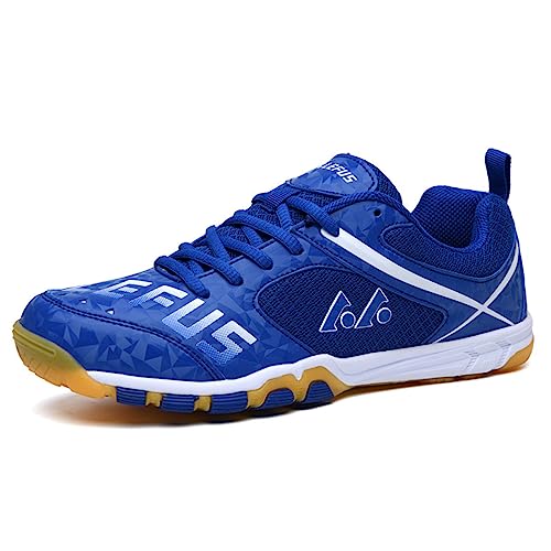 NGARY Männer Frauen Badminton Schuhe Mesh Tennis Squash Schuhe Turnschuhe für Hallenplätze für Tischtennis Pickleball Volleyball Racketball,Blau,43 EU von NGARY