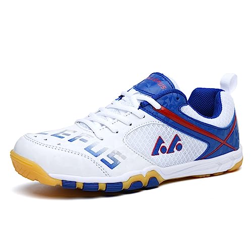 NGARY Männer Frauen Badminton Schuhe Mesh Tennis Squash Schuhe Turnschuhe für Hallenplätze für Tischtennis Pickleball Volleyball Racketball,Weiß,41 EU von NGARY