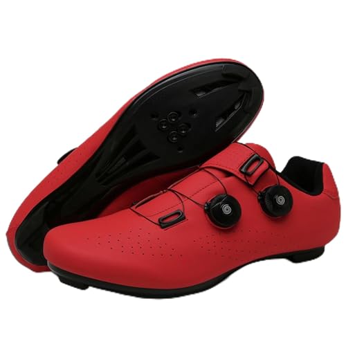 NGARY Rennradschuhe Herren Damen Fahrradschuhe Kompatibel mit Peloton Look SPD SPD-SL Delta Lock Pedal Rennrad Schuhe Draussen Spinning Schuhen,Rot,40 EU von NGARY