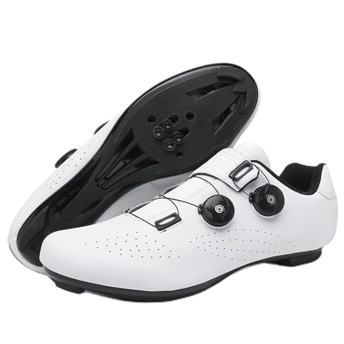 NGARY Rennradschuhe Herren Damen Fahrradschuhe Kompatibel mit Peloton Look SPD SPD-SL Delta Lock Pedal Rennrad Schuhe Draussen Spinning Schuhen,Weiß,42 EU von NGARY