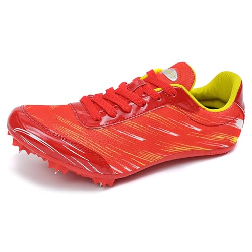 NGARY Spikes Leichtathletik Herren Unisex 8 Nägel Mittelstrecken rutschfeste Jugendsportschuhe Leichte Professionelle Sportschuhe,Rot,39 EU von NGARY
