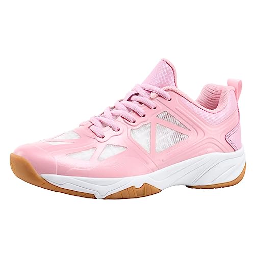 NGARY Tennisschuhe für Frauen Leichte Badminton-Schuhe rutschfeste Fitness-Sportschuhe für Racketball Squash Volleyball Training,Rosa,39 EU von NGARY