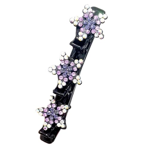 Funkelnde geflochtene Haarspangen für Damen, Haarspange mit Kristallsteinen, fünf Blütenblätter, Blumen, 3 kleine Clips, funkelnd von NGCG
