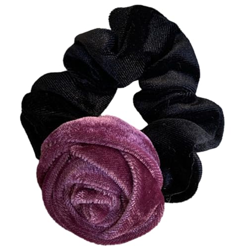 Haargummi, Vintage-Stil, handgefertigt, Rosen-Blumenmuster, groß, koreanisch, für Damen, dickes Haar, Haargummi, Pferdeschwanz-Halter, modisch von NGCG