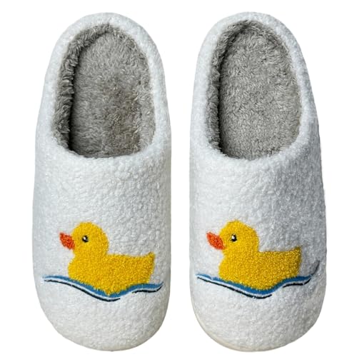 NGGGN Flauschige Tier-Hausschuhe für Damen und Herren, niedlich, lustig, bequem, weicher Plüsch, Winter, warm, Hausschuhe, Ente, 9-10 Women/8-8.5 Men NGGGN Flauschige Tier-Hausschuhe für Damen und Herren, niedlich, lustig, bequem, weicher Plüsch, Winter, warm, Hausschuhe, Ente, 9-10 Women/8-8.5 Men von NGGGN