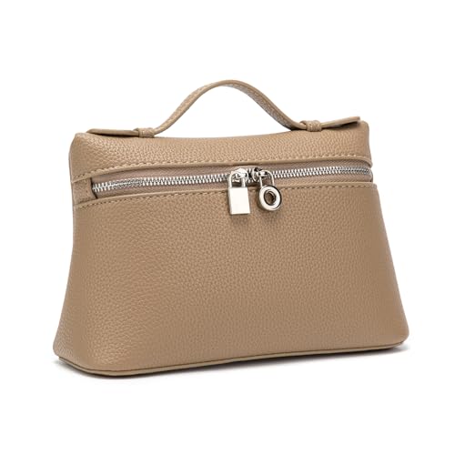 NGGU Kleine Damen-Umhängetasche mit Tragegriff oben, 20 x 13 x 7,1 cm, mit abnehmbarem und verstellbarem Schultergurt, Helles Braun von NGGU