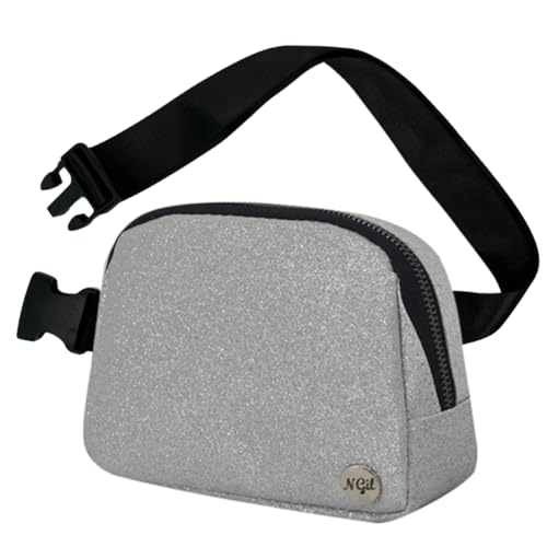 NGIL Everywhere Gürteltasche für Damen, Crossbody-Bauchtasche mit verstellbarem Riemen, Glitter-Silber von NGIL