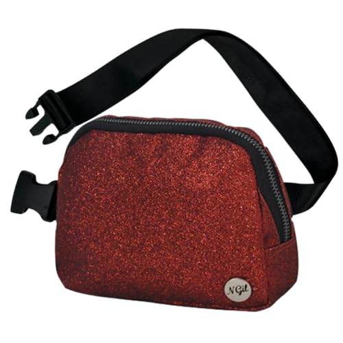 NGIL Everywhere Gürteltasche für Damen, Crossbody-Bauchtasche mit verstellbarem Riemen, Glitzerrot von NGIL