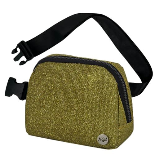 NGIL Everywhere Gürteltasche für Damen, Crossbody-Bauchtasche mit verstellbarem Riemen, glitzernd gold von NGIL