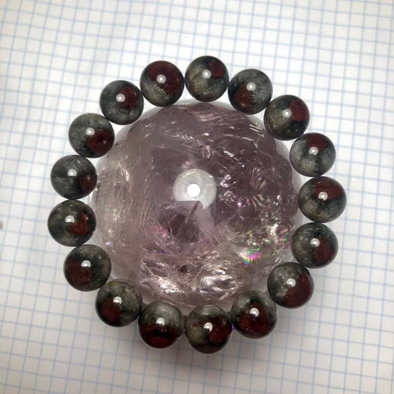 Armband - Unikat 12mm Auralit 23 Trapiche Cut Crystal Growing Muster Runde Perle Cat Eye Effect Of The Sky Canadian von NGNGNCrystal