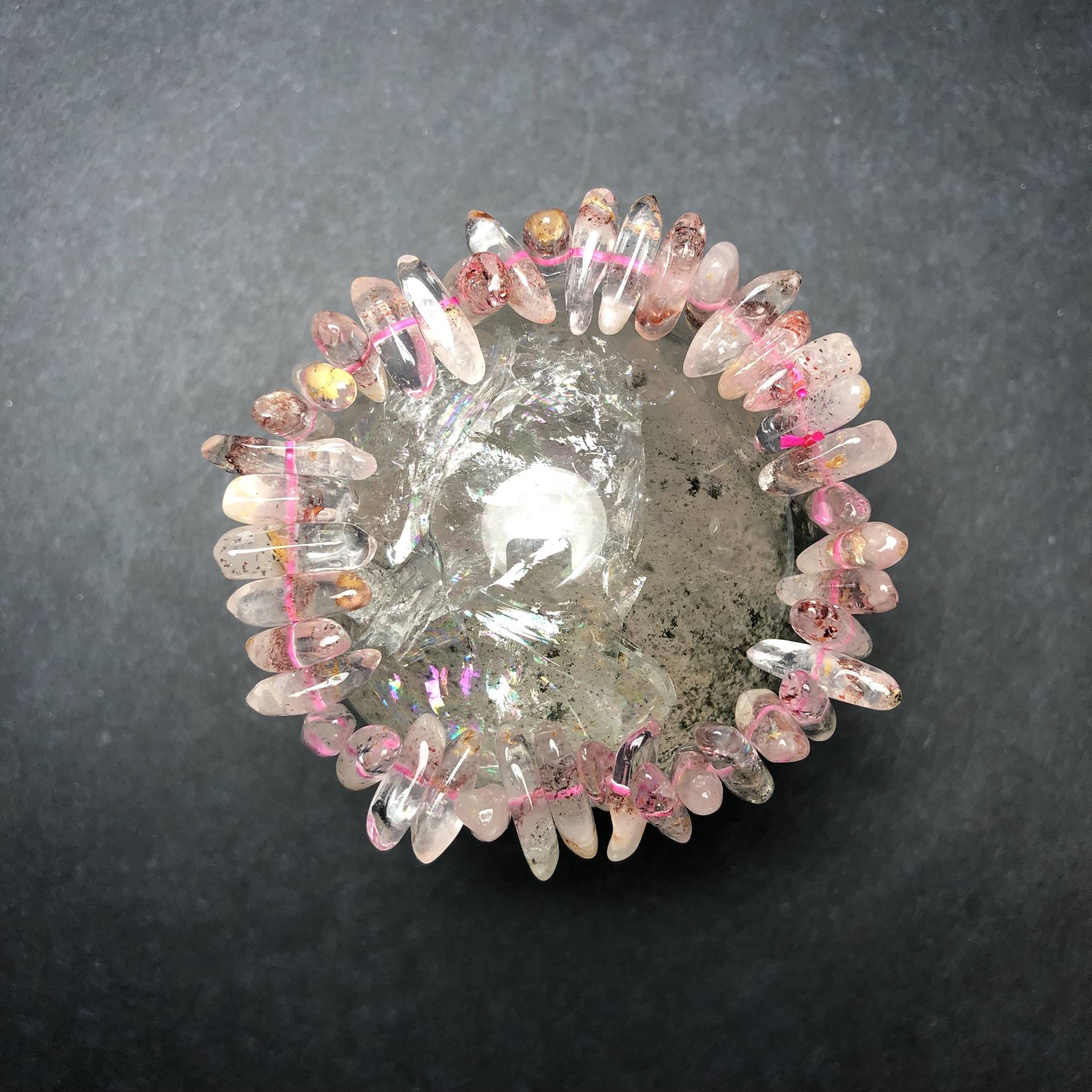 Armband - Unikat Goldener Erdbeerquarz Super Seven Crystal 15x6mm 31, 2G Rock Chips Free Form Natural Unyed Polished Handmade Jewelry von NGNGNCrystal