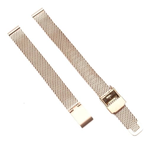 NGNKMPMCTK Metall-Uhrenarmband for Damen und Herren, Schnellverschluss, Stahlfaltschließe, Mesh-Gewebe, Armbandbreite 10 mm, 12 mm, 14 mm, 16 mm, 18 mm, 20 mm, 22 mm(Rose Gold_12mm) von NGNKMPMCTK