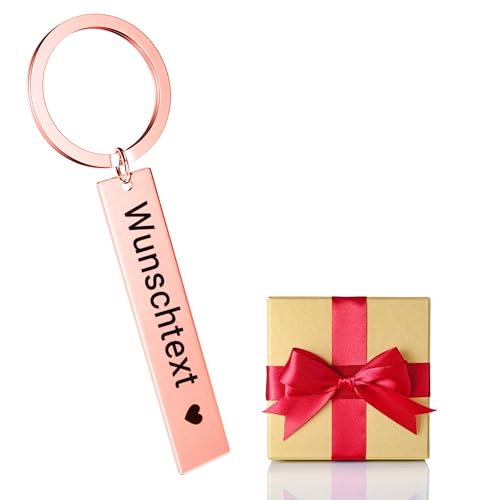 NGTSFLY Schlüsselanhänger Personalisiert | schlüsselanhänger mit gravur | schlüsselanhänger selbst gestalten | Personalisiertes Geschenk für Freund, Freundin,Papa, Mama, Freund (Rosegold) von NGTSFLY
