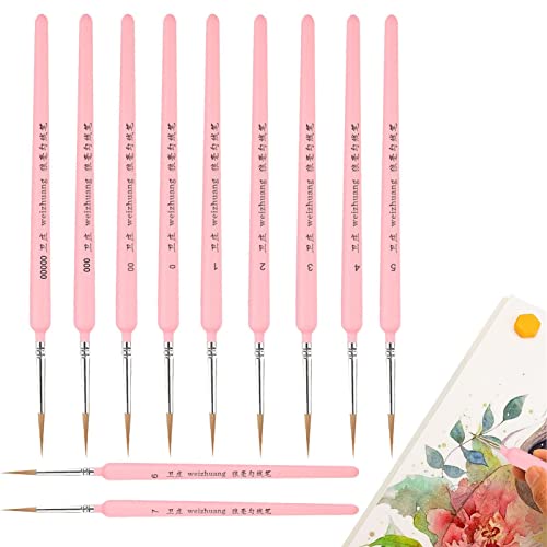 Feine Detail Pinsel, 11pcs Modellbürsten Detail Farbe Pinsel Set, Kleine professionelle Pinsel geeignet für Acryl, Öl, Aquarell, Gesicht, Nagel, Modell und Linienbezeichnung von NGUMMS