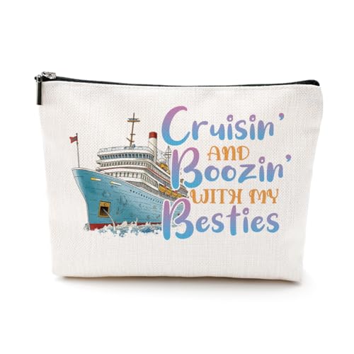 NGZS Kosmetiktasche für Damen, Motiv: Kreuzfahrtschiff, für Urlaub, Strand, Kreuzfahrt-Liebhaber, Make-up-Tasche, Cruisin Boozin Bestie, 9.7x7 inch NGZS Kosmetiktasche für Damen, Motiv: Kreuzfahrtschiff, für Urlaub, Strand, Kreuzfahrt-Liebhaber, Make-up-Tasche, Cruisin Boozin Bestie, 9.7x7 inch von NGZS