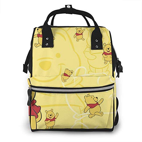 NHJYU Wickeltasche Rucksack - Winnie Pooh Multifunction Waterproof Travel Rucksack Maternity Baby Nappy Changing Bags von NHJYU