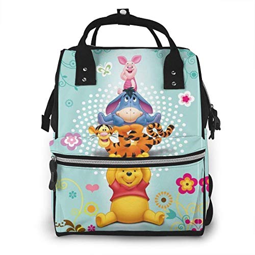 NHJYU Wickeltasche Rucksack - Winnie The Pooh Bear Multifunction Waterproof Travel Rucksack Maternity Baby Nappy Changing Bags von NHJYU