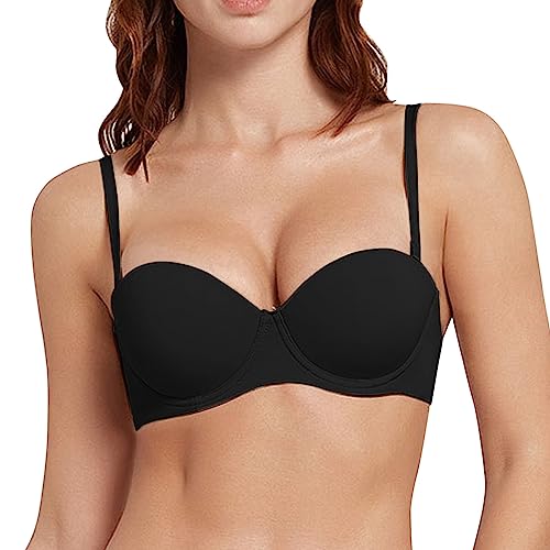 NHNKB BH Damen Mit Bügel Push Up Schwarz BH Damen Mit Bügel Sexy Bralette Damen Push Up Sexy Bustier Damen Schwarz Bügel-BH für Damen BH wandelbare BHS für Damen Umstandskleid Spitze​ (Black, 70A) von NHNKB