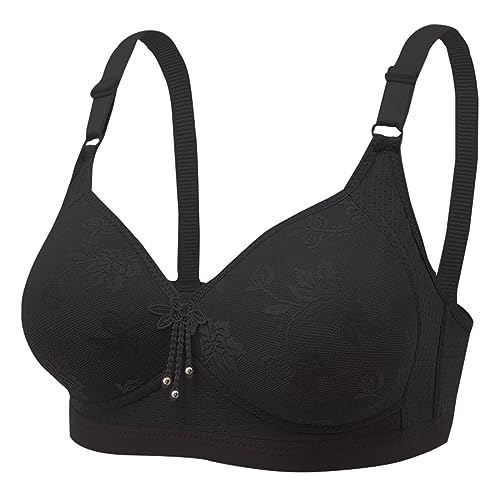 BH Damen Mit Bügel Push Up Verstellbarer, kabelloser Damen-BH mit ausgehöhltem, atmungsaktivem Design für große Schwamm-Cup-Einsätze Dessous Damen Sexy Bralette Damen Push Up Sexy (Black, 38/85) von NHNKB