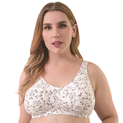 BH Damen Ohne Bügel Große Größen Bequem Damen BH Ohne Bügel Gepolstert Bustier Damen Große Brüste Stillen Bustier Damen Sexy BH Wire Einteilige BH tägliche Unterwäsche für Frauen (White, 105F) von NHNKB