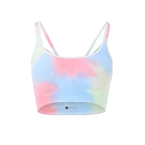 Bustier Damen Baumwolle Bunt Tanktop Damen Baumwolle Bunt Damen Tank Top Sommer Eng Damen-Träger-Yoga-Sport-BH, gepolstertes, mittelgroßes Workout-Crop-Tanktop Schwimmreifen​ (Green, M) von NHNKB