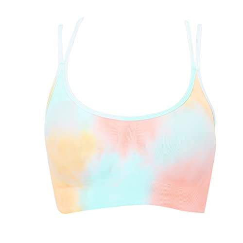 Bustier Damen Baumwolle Bunt Tanktop Damen Baumwolle Bunt Damen Tank Top Sommer Eng Damen-Träger-Yoga-Sport-BH, gepolstertes, mittelgroßes Workout-Crop-Tanktop Schwimmreifen​ (Yellow, M) von NHNKB