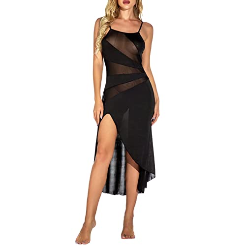 Dessous Spitze Kleid Damen Reizwäsche Sexy Body Dessous Spitze Reizwäsche Für Sex Damen Durchsichtig Outfit Für Sex Frauen Sexy Spitzengröße Langer Rock Sexy Unterwäsche Dessous (Black, M) von NHNKB